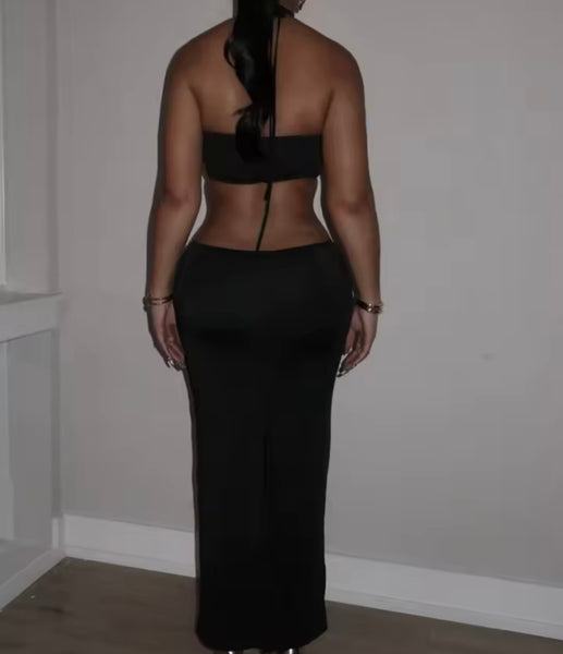 Women Halter Sleeveless Cut Out Maxi Dress