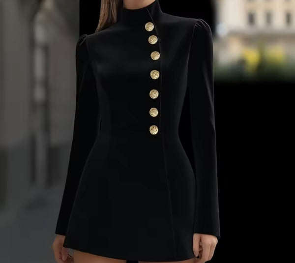 Women Sexy Fashion Button Full Sleeve Dress