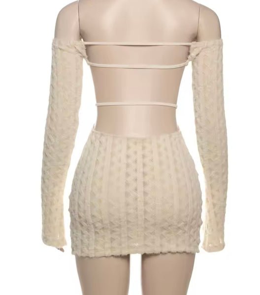Women Sexy Open Back Full Sleeve Dress