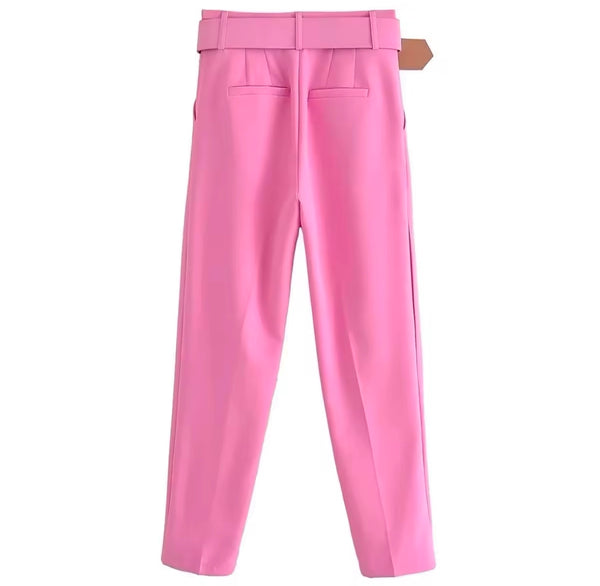 Women Fashion Pink Full Sleeve Blazer Two Piece Pant Set