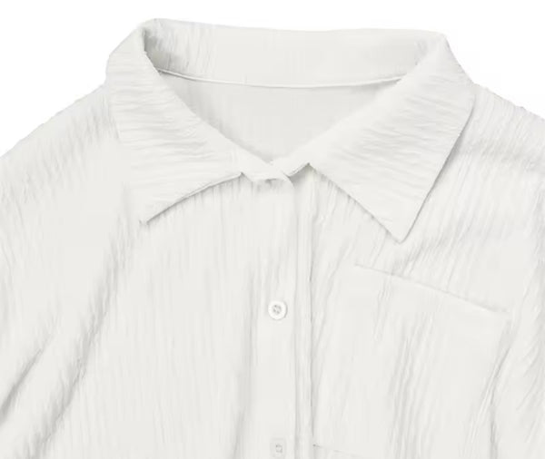 Women Button Up Ribbed Full Sleeve Two Piece Pant Set