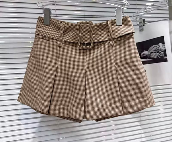 Women Ruffled Plaid Full Sleeve Two Piece Wrap Short Set