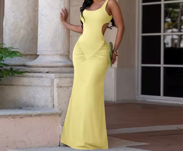 Women Sexy Sleeveless Open Back Maxi Dress