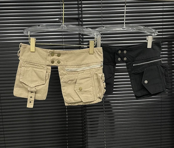 Women Fashion Cargo Buckled Skirt