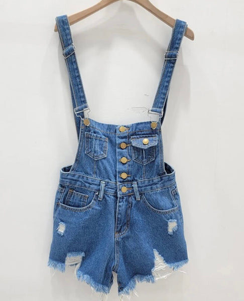 Women Fashion Denim Overalls Shorts