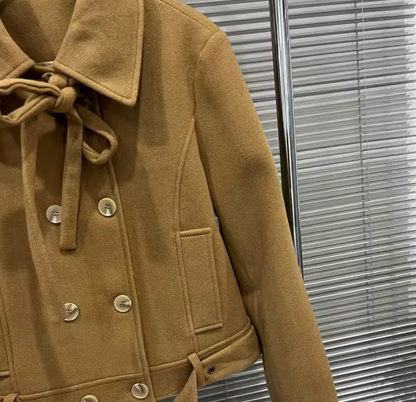 Women Brown Button Up Jacket Two Piece Fashion Short Set