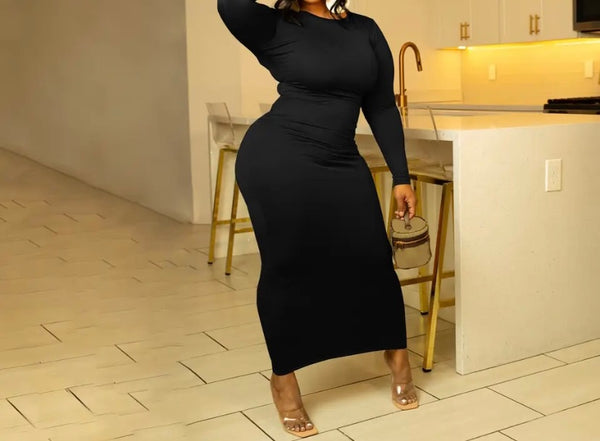 Women Sexy Full Sleeve Solid Color Maxi Dress