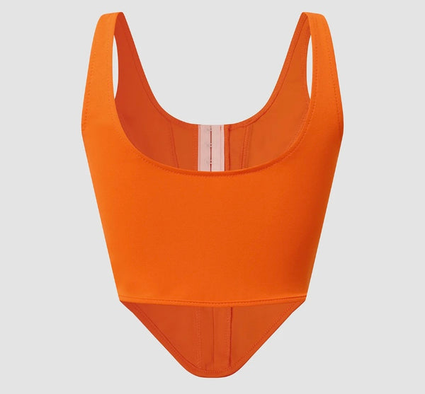 Women Sexy Fashion Sleeveless Orange Crop Top