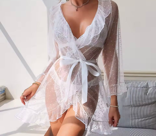 Women Sexy Lace Three Piece Lingerie Set