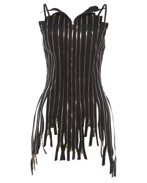 Women Fashion Sleeveless Black Zipper Top