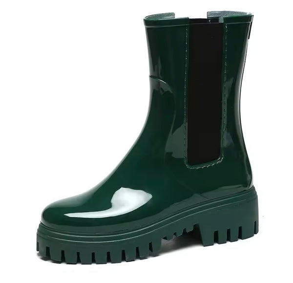 Women Fashion Color Rain Ankle Boots