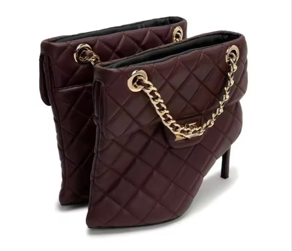 Women Fashion Chain Lock High Heel Ankle Boots