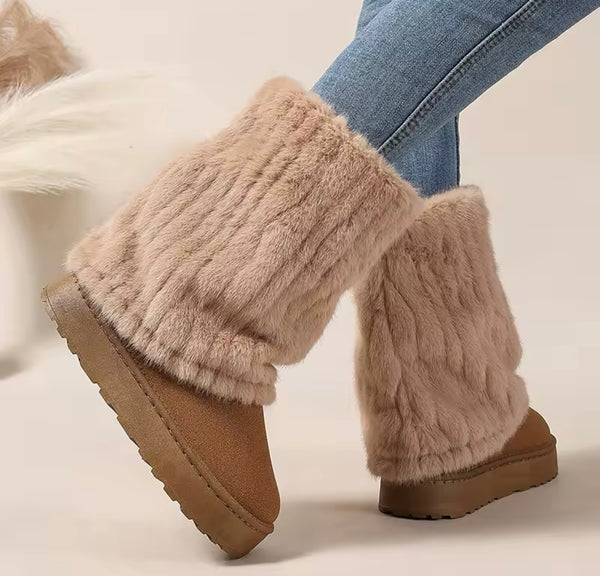 Women Color Furry Warm Fashion Ankle Boots