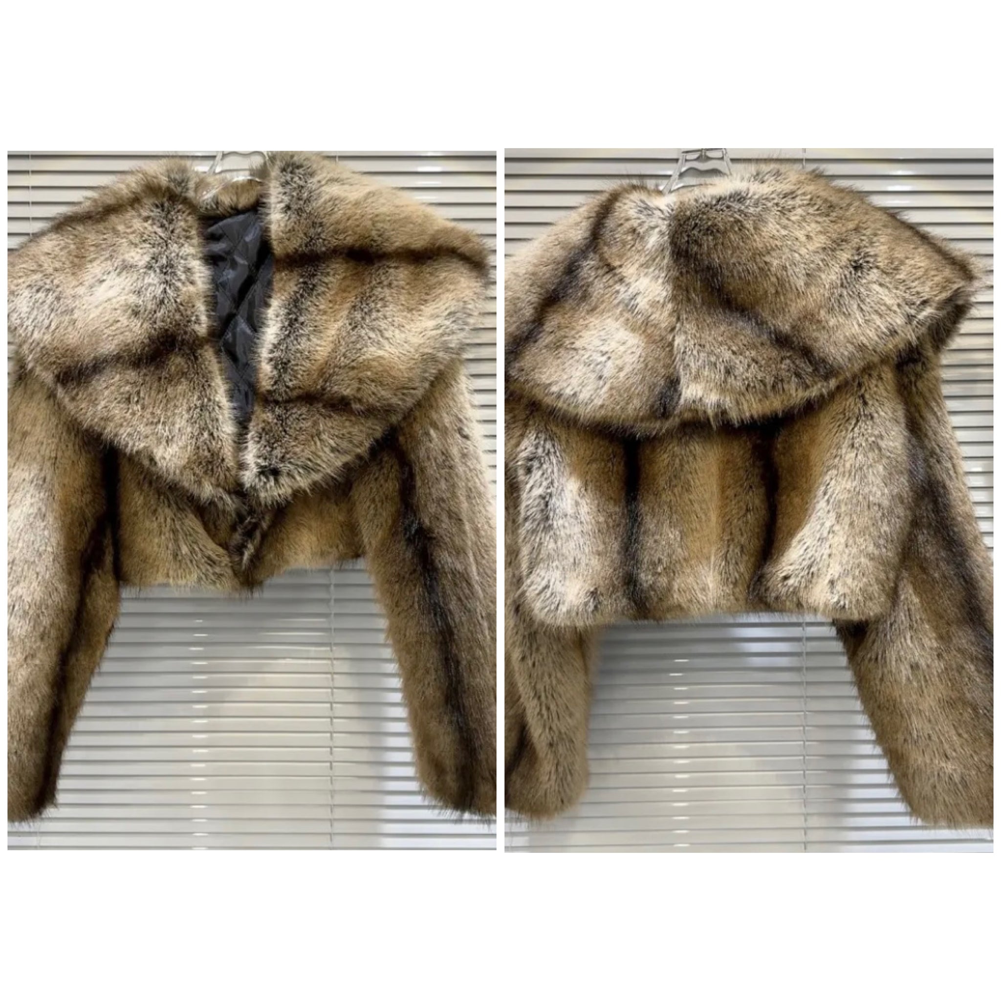 Women Fashion Faux Fur Crop Jacket