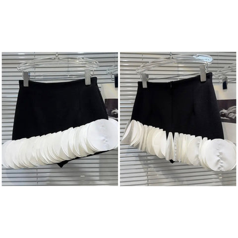 Women Sexy Fashion B&W Ruffled Skirt
