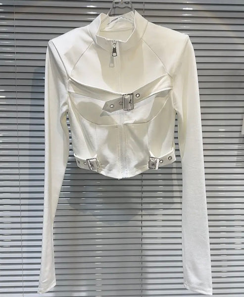 Women Buckled Fashion Full Sleeve Top