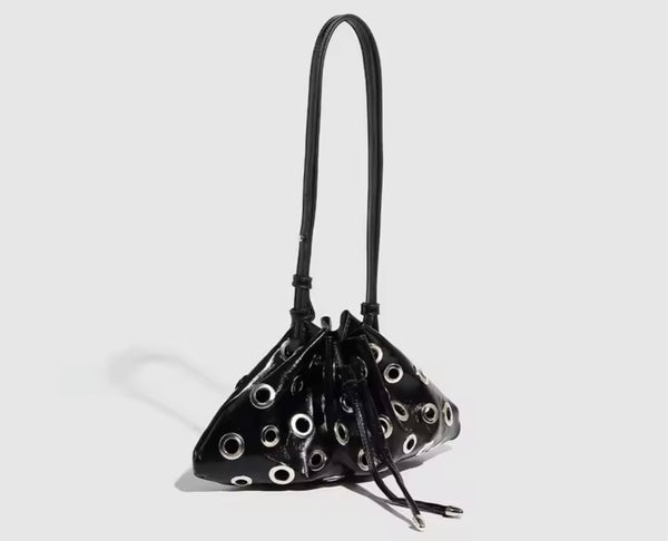 Women Fashion Faux Leather Rivet Mini Handbag Purse
