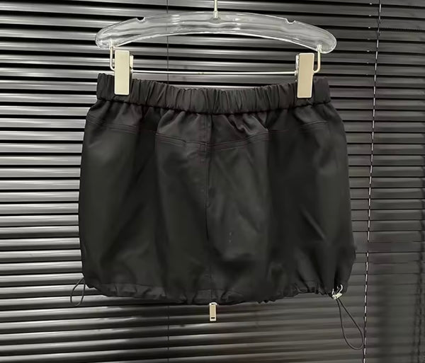 Women Striped Black Off The Shoulder Zip Up Two Piece Skirt Set