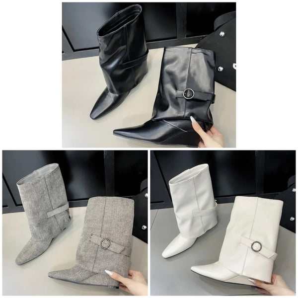 Women Buckled Fashion Platform Ankle Boots