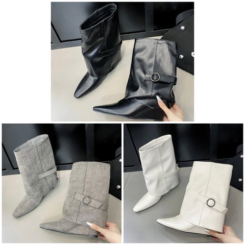 Women Buckled Fashion Platform Ankle Boots
