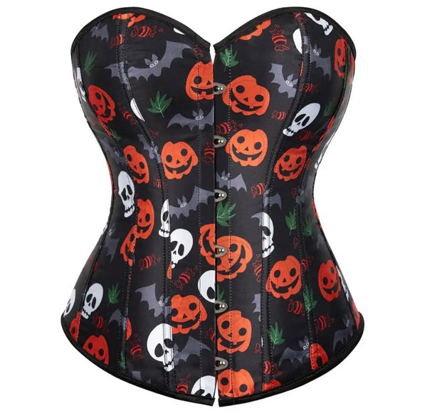 Women Strapless Halloween Print Fashion Corset Top