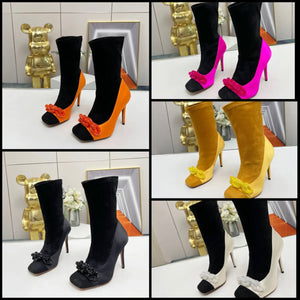 Women Fashion Square Toe Color Patchwork Ankle Boots