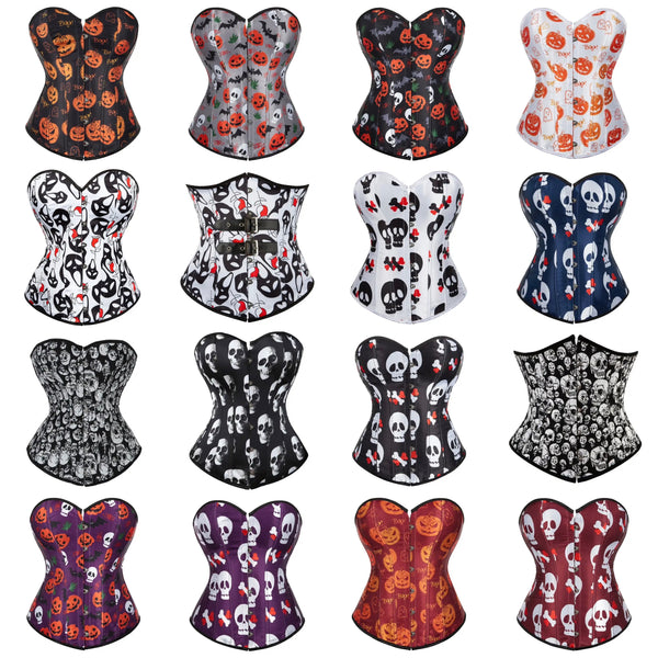 Women Strapless Halloween Print Fashion Corset Top