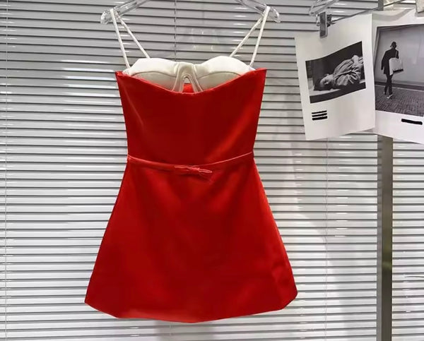 Women Sleeveless Bow Tie Up Sexy Dress