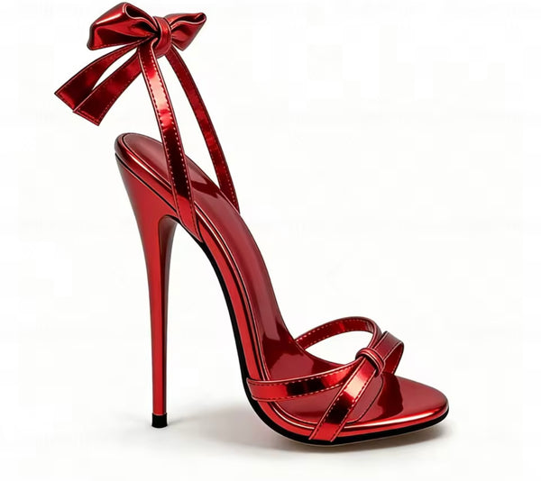 Women Fashion Metallic Bow High Heel Sandals