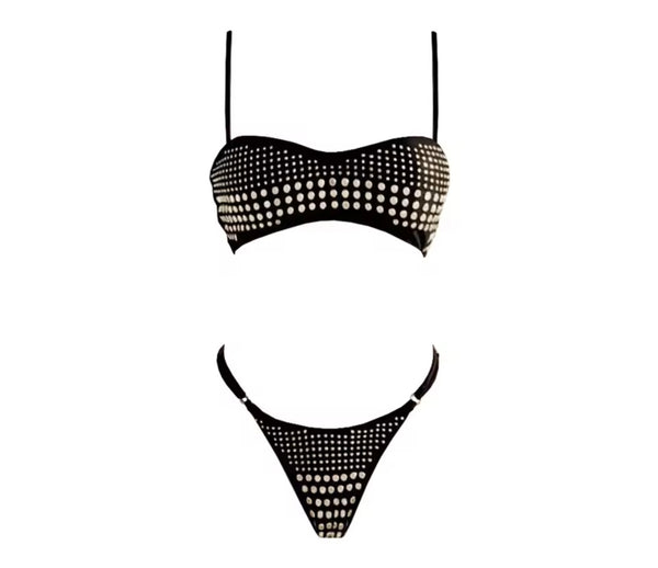 Women Sexy Color Rivet Bikini Cover Up Set