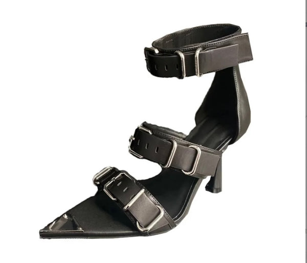 Women Fashion Open Pointed Toe Buckled High Heel Sandals