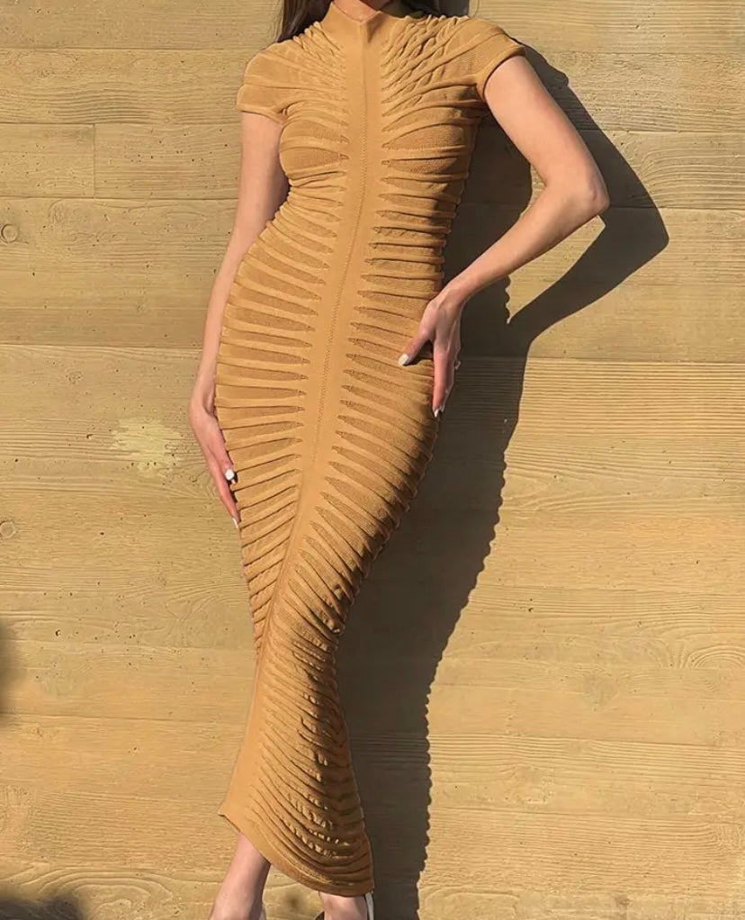 Women Short Sleeve Ruched Sexy Maxi Dress