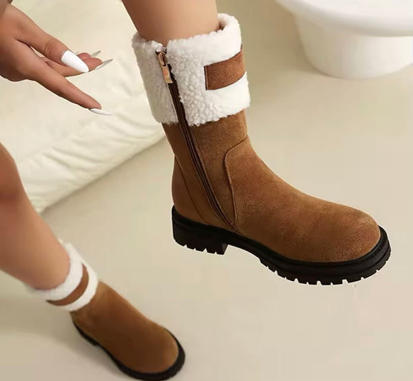 Women Wool Suede Fashion Ankle/Mid Calf Flat Boots