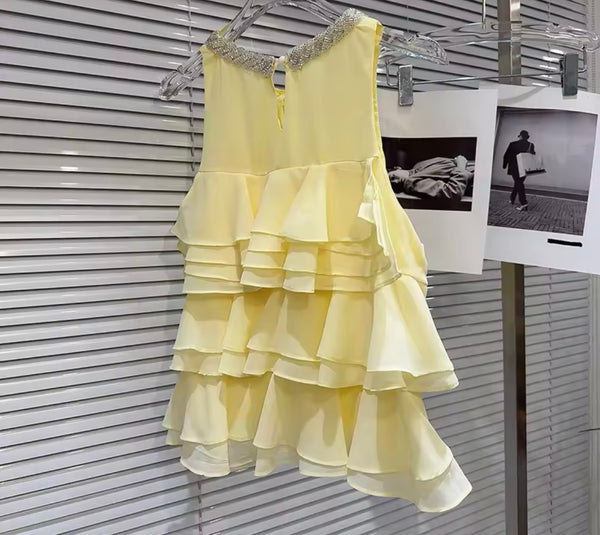 Women Sleeveless Bling Ruffled Fashion Top