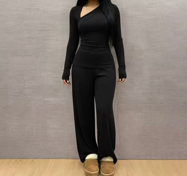 Women Slant Full Sleeve Fashion Two Piece Pant Set