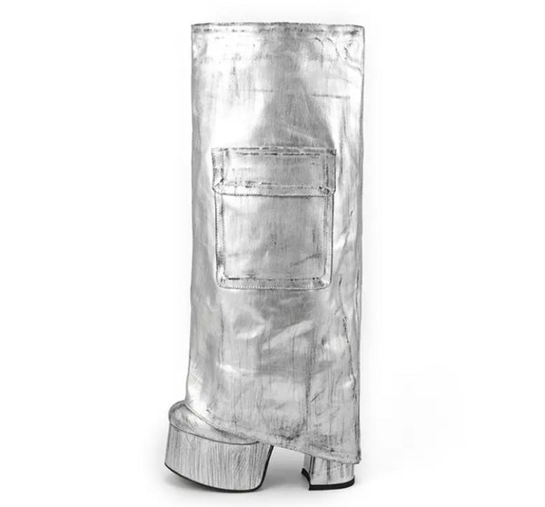Women Metallic Platform Fashion Knee High Boots