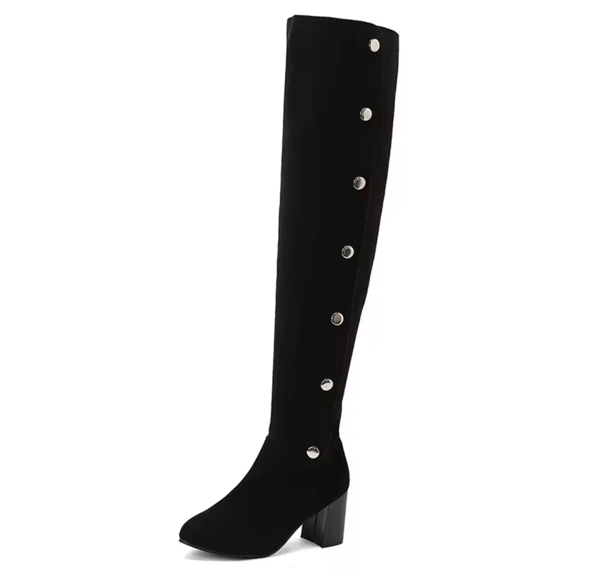 Women Color Suede Button Fashion Over The Knee Boots