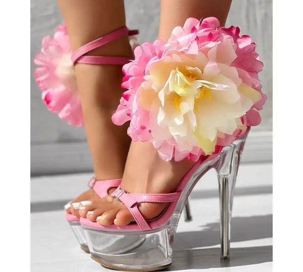 Women Fashion Platform Flower Ankle Strap Sandals