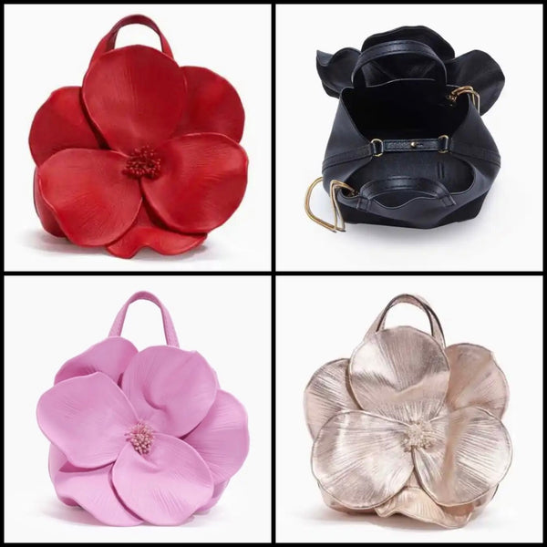 Women Color Fashion Floral Faux Leather Handbag Purse