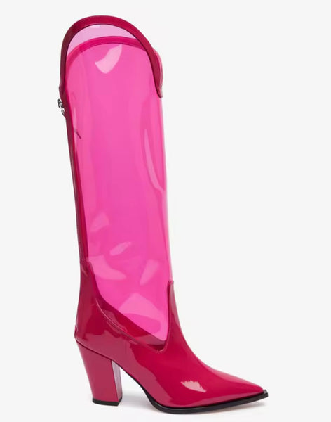 Women Color Transparent Fashion Knee High Western Boots