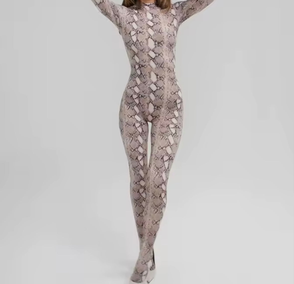 Women Animal Print Full Sleeve Fashion Feet In Jumpsuit