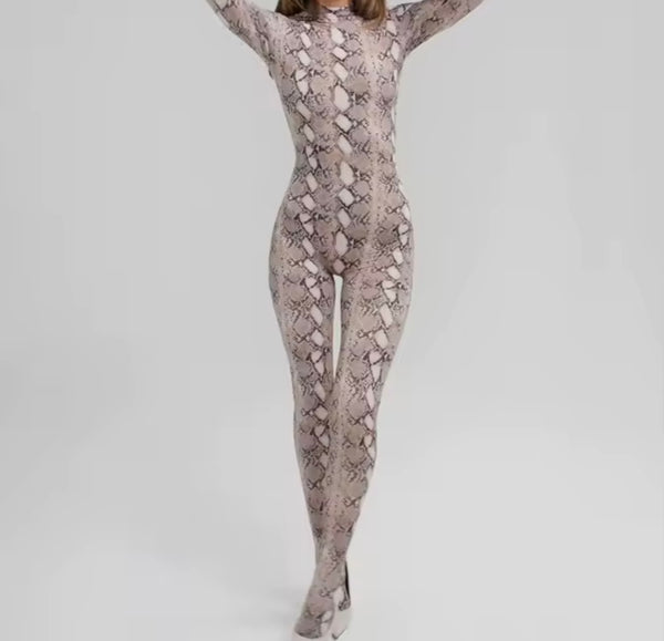 Women Animal Print Full Sleeve Fashion Feet In Jumpsuit