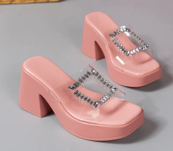 Women Fashion Transparent Bling Platform Sandals