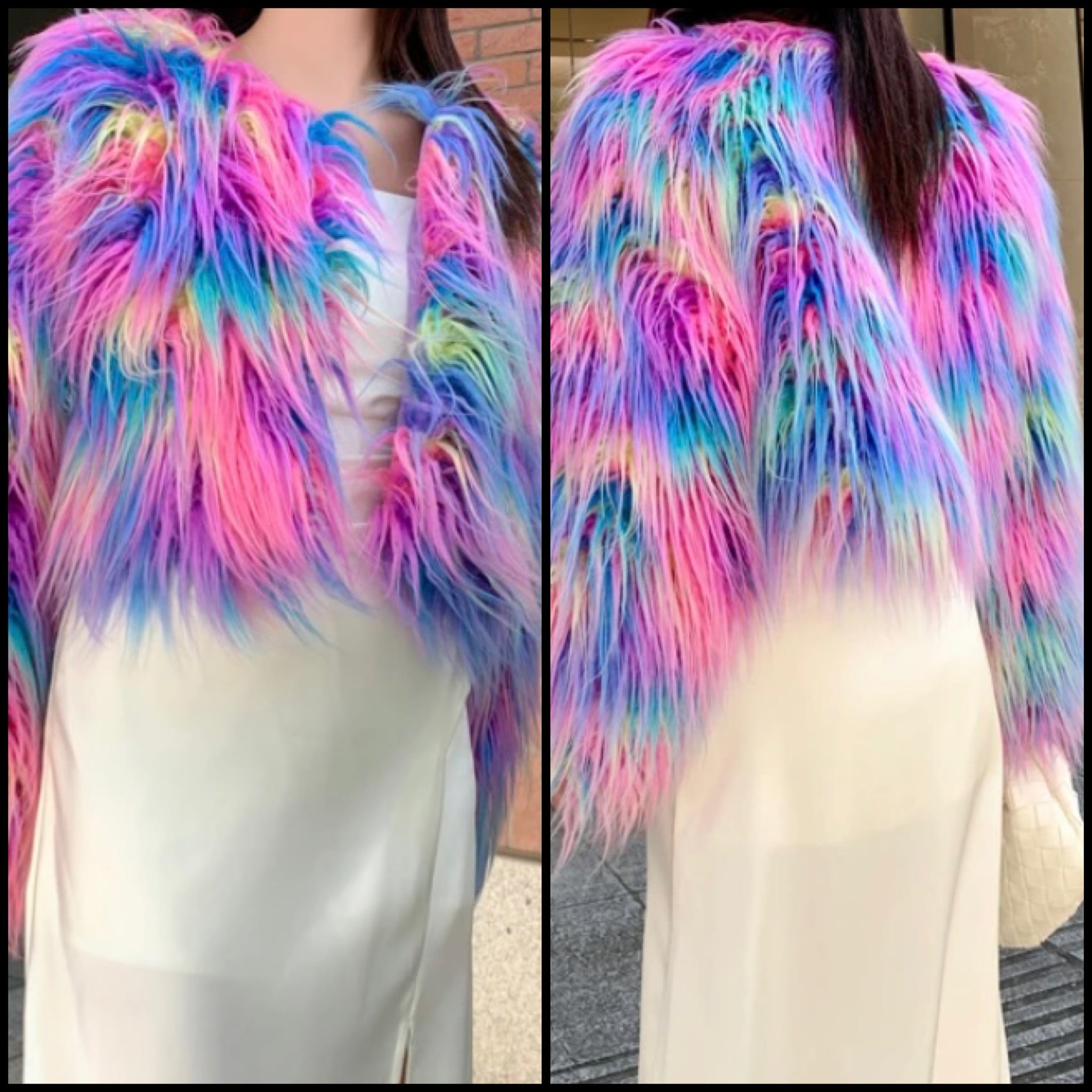 Women Fashion Colorful Faux Fur Crop Jacket