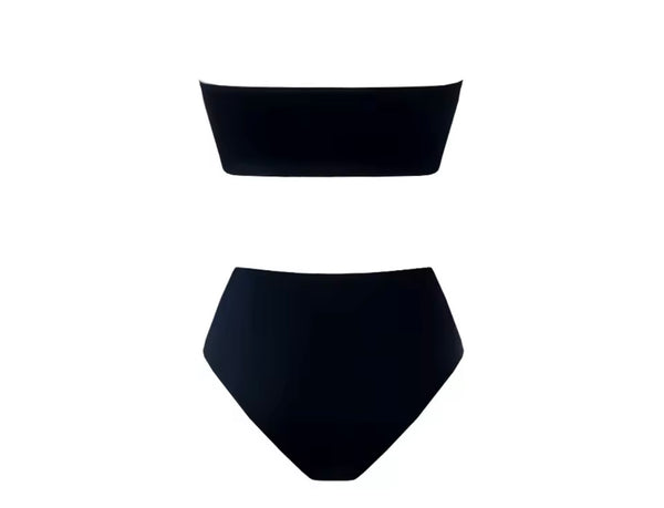 Women Sexy Sequins Strapless Black Bikini Cover Up Set