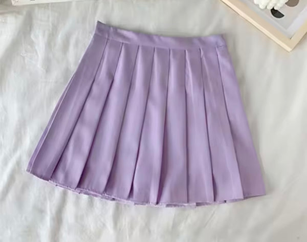 Women Sexy Fashion Color Pleated Skirt