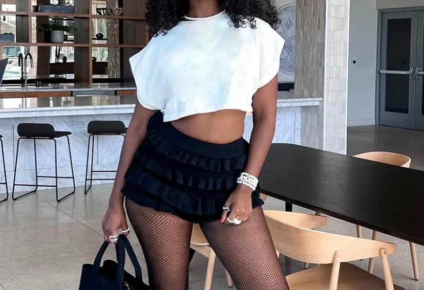 Women Sexy Fashion Solid Color Ruffled Skirt