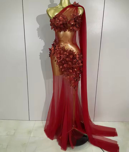 Women Sexy One Shoulder Sleeveless Floral Maxi Dress