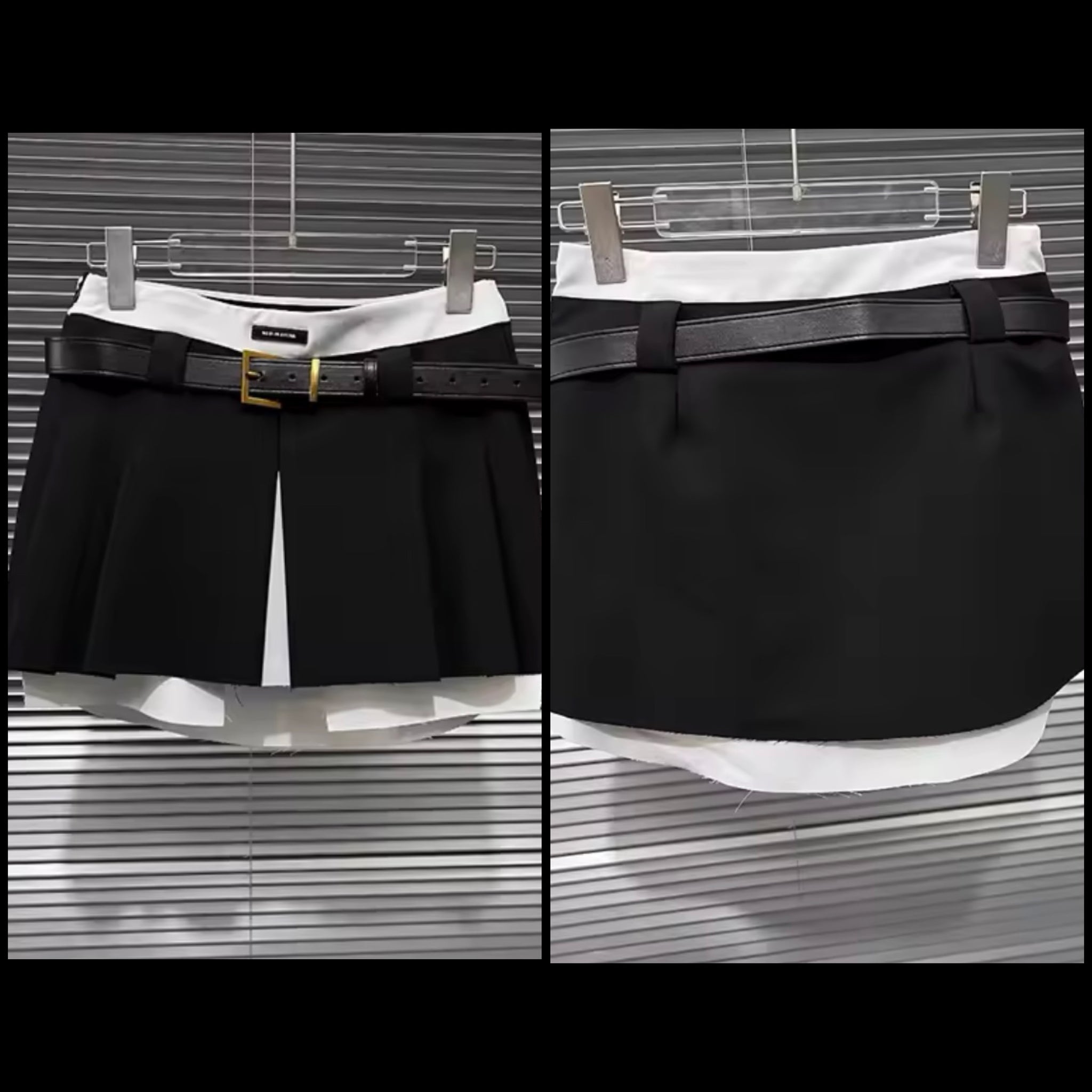 Women B&W Color Patchwork Fashion Skirt