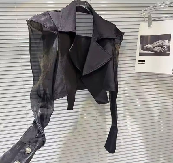 Women Fashion Mesh Collar Jacket